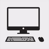 computer set silhouette on white background vector