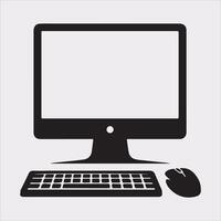 computer set silhouette on white background vector