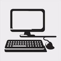 computer set silhouette on white background vector