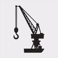 Building Crane and hook logo design silhouette on white background vector