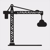 Building Crane and hook logo design silhouette on white background vector