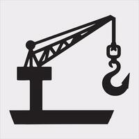 Building Crane and hook logo design silhouette on white background vector