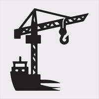 Building Crane and hook logo design silhouette on white background vector