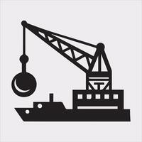 Building Crane and hook logo design silhouette on white background vector