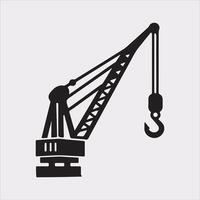 Building Crane and hook logo design silhouette on white background vector