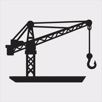 Building Crane and hook logo design silhouette on white background vector