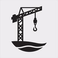 Building Crane and hook logo design silhouette on white background vector
