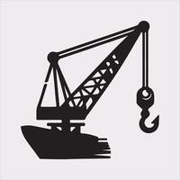 Building Crane and hook logo design silhouette on white background vector