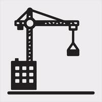Building Crane and hook logo design silhouette on white background vector