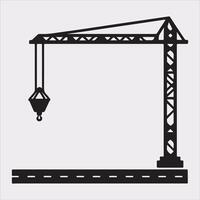 Building Crane and hook logo design silhouette on white background vector