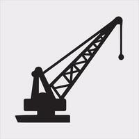 Building Crane and hook logo design silhouette on white background vector