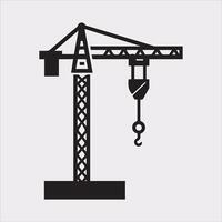 Building Crane and hook logo design silhouette on white background vector