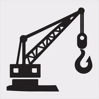 Building Crane and hook logo design silhouette on white background vector