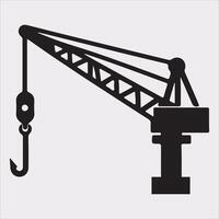 Building Crane and hook logo design silhouette on white background vector