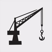 Building Crane and hook logo design silhouette on white background vector