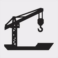 Building Crane and hook logo design silhouette on white background vector