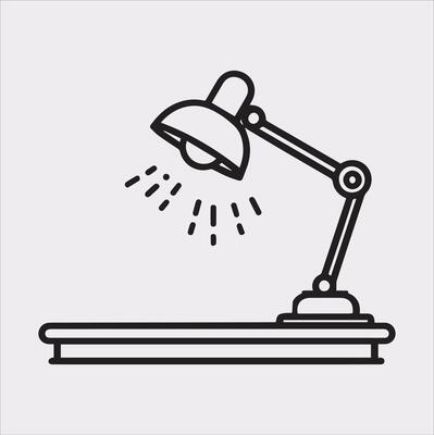 Desk lamp line Art silhouette on white background