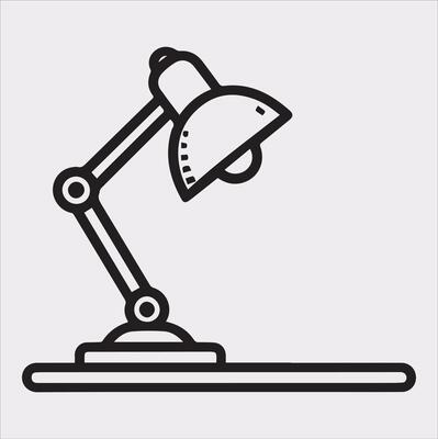 Desk lamp line Art silhouette on white background
