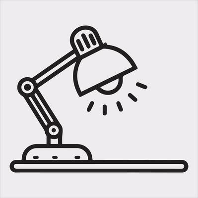 Desk lamp line Art silhouette on white background