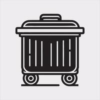 dumpster Icon of bin for trash silhouette on white background vector