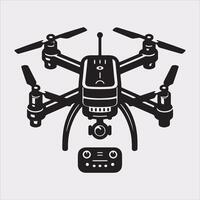 drone silhouette illustration on white background vector