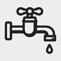 faucet line Art illustration silhouette on white background vector