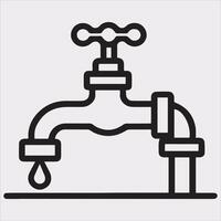 faucet line Art illustration silhouette on white background vector
