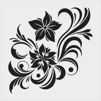 floral Art silhouette on white background vector