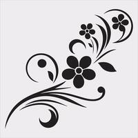 floral Art silhouette on white background vector