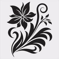 floral Art silhouette on white background vector