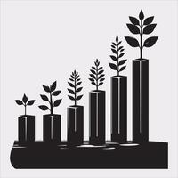 growth tree silhouette on white background vector