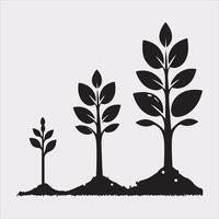 growth tree silhouette on white background vector