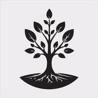 growth tree silhouette on white background vector