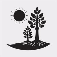 growth tree silhouette on white background vector