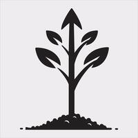 growth tree silhouette on white background vector