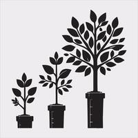 growth tree silhouette on white background vector
