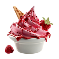 Ice Cream With Berries And Waffle Cone On Transparent Background. png