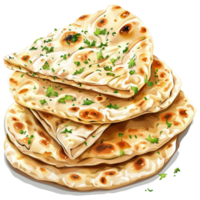 A Stack Of Flat Breads On A Transparent Background. png