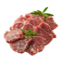 Raw Meat With Leaves On Transparent Background. png