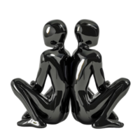 Two Black Figurines Sitting On A Transparent Background. png