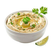 Hummus With Parsley And Lime On A Transparent Background. png