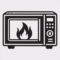 Microwave line art silhouette on white background vector