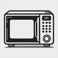 Microwave line art silhouette on white background vector