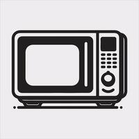 Microwave line art silhouette on white background vector