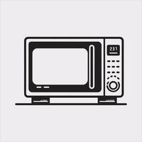 Microwave line art silhouette on white background vector