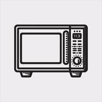 Microwave line art silhouette on white background vector