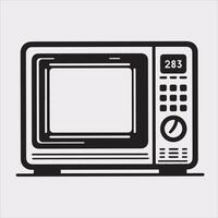 Microwave line art silhouette on white background vector