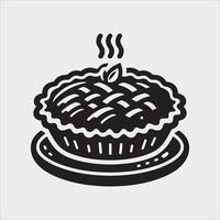 Pie icon silhouette on white background vector
