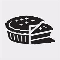 Pie icon silhouette on white background vector