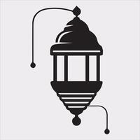 Ramadan lanterns silhouette simple and clean flat line art lamp on white background vector